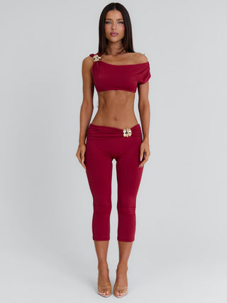 ATHEENA CAPRI PANTS DEEP RED Pants 