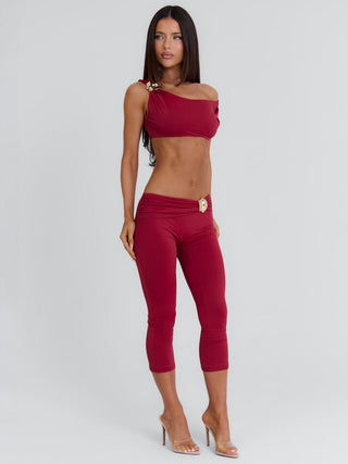 ATHEENA CAPRI PANTS DEEP RED Pants 