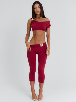 ATHEENA CAPRI PANTS DEEP RED Pants 