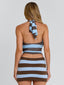 CASIDY TOP BLUE BROWN STRIPE Crop Top 