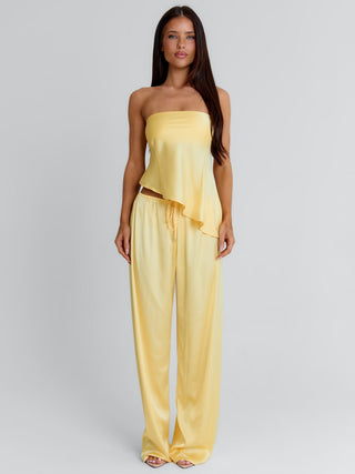 CLOVELLY SATIN PANTS YELLOW Pants 