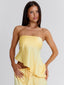 CLOVELLY SATIN TOP YELLOW Crop Top 