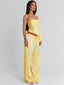 CLOVELLY SATIN TOP YELLOW Crop Top 