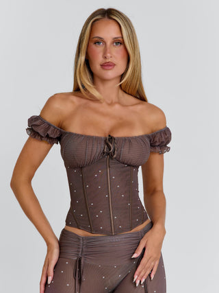 CORALA CORSET TOP CHOCOLATE POLKA DOT Corset 