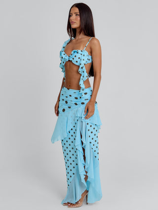 FARWIN TOP BLUE POLKA DOT Crop Top 