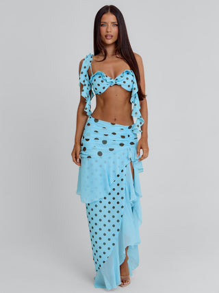FARWIN TOP BLUE POLKA DOT Crop Top 