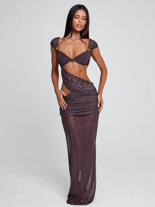 EULALIE MAXI DRESS BROWN POLKA DOT Maxi Dress 