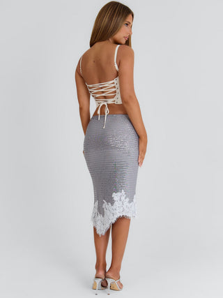 LAELIA MIDI SKIRT SILVER Midi Skirt 