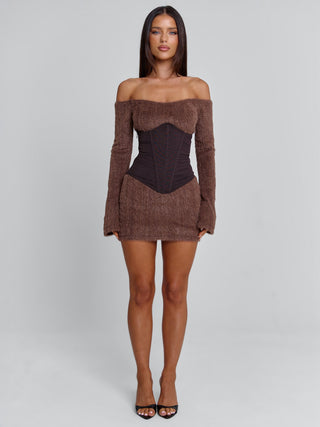 JUNO MINI DRESS BROWN Mini Dress 
