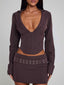 KESSIA MINI SKIRT BROWN PINSTRIPE Mini Skirt 