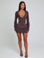 KESSIA MINI SKIRT BROWN PINSTRIPE Mini Skirt 
