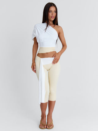 LINDAY CAPRI PANTS WHITE AND CREAM Pants 
