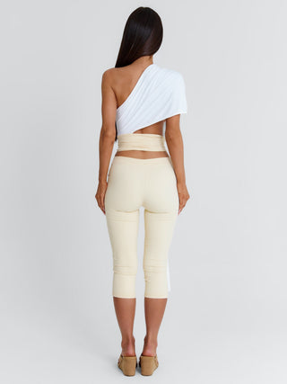 LINDAY CAPRI PANTS WHITE AND CREAM Pants 