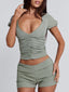 LIZA SHORT GREEN PINSTRIPE Shorts 