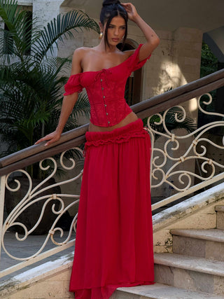 LUBELA MAXI SKIRT RED Maxi Skirt 
