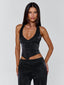 MARIAIS WAISTCOAT BLACK SPARKLE Crop Top 