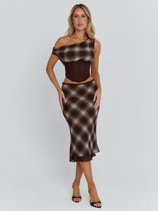 NARELLE TOP BROWN CHECK Corset 