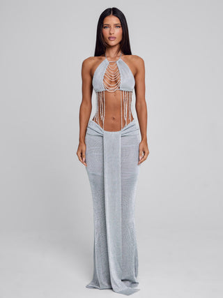 NIVRA MAXI SKIRT SILVER Maxi Skirt 