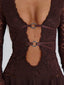 SANTANA LONG SLEEVE MINI DRESS CHOCOLATE Mini Dress 
