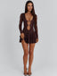 SANTANA LONG SLEEVE MINI DRESS CHOCOLATE Mini Dress 