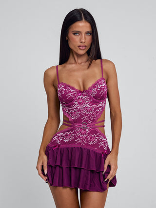 SANTANA MINI DRESS BURGUNDY Mini Dress 